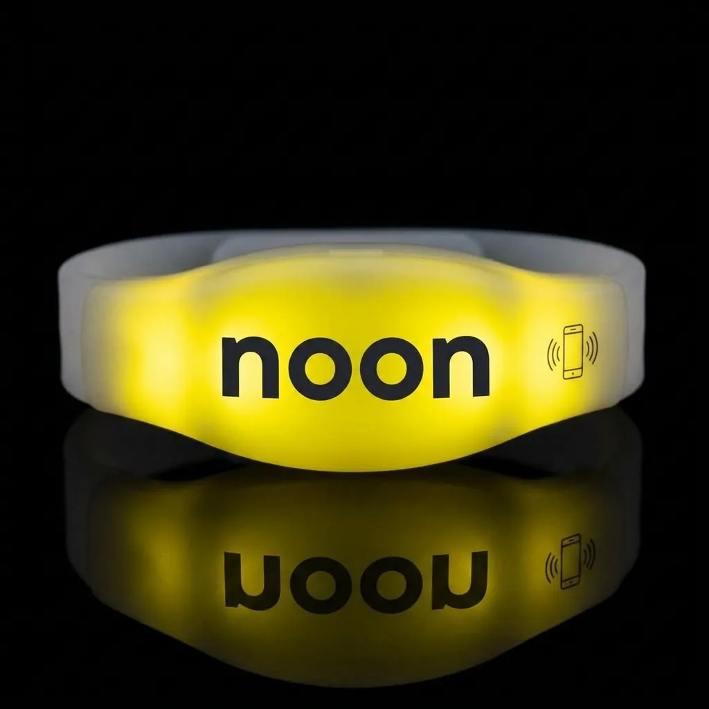 Bracelet LED lumineux avec marquage noon et pictogramme NFC