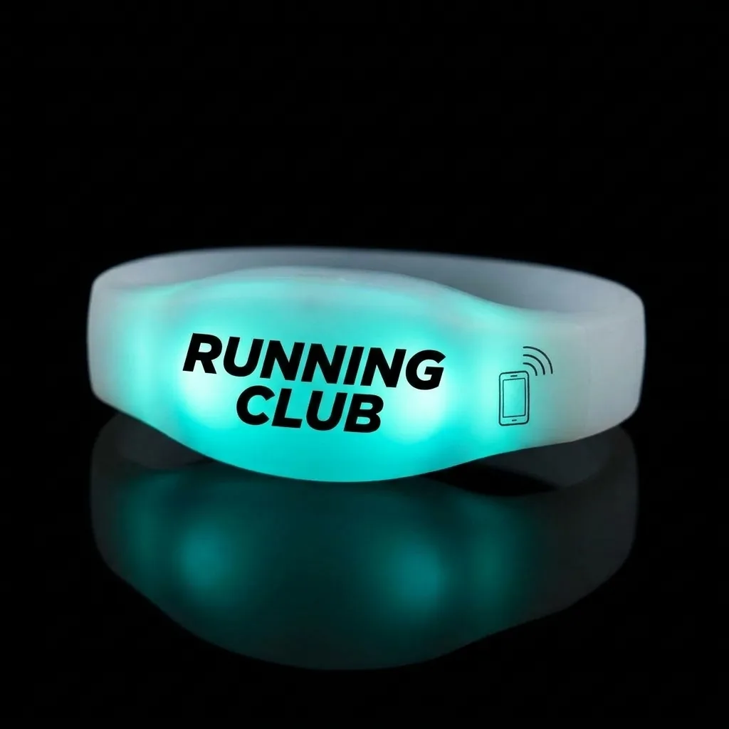 Bracelet LED lumineux avec marquage Running Club et pictogramme NFC