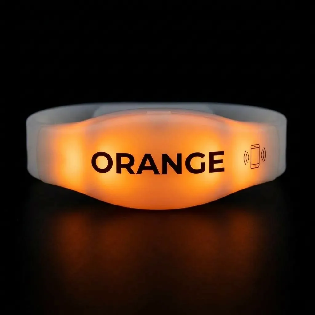 Bracelet LED lumineux avec marquage Orange et pictogramme NFC