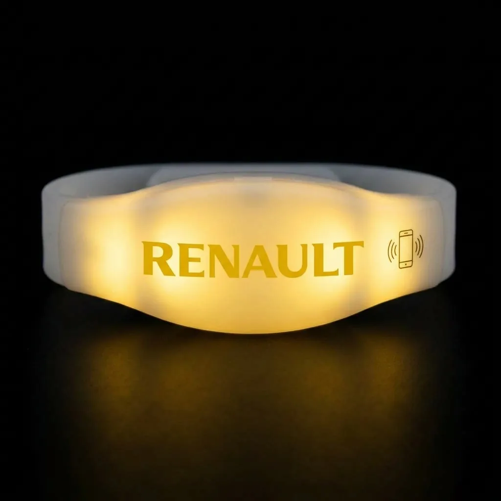 Bracelet LED lumineux avec marquage Renault et pictogramme NFC