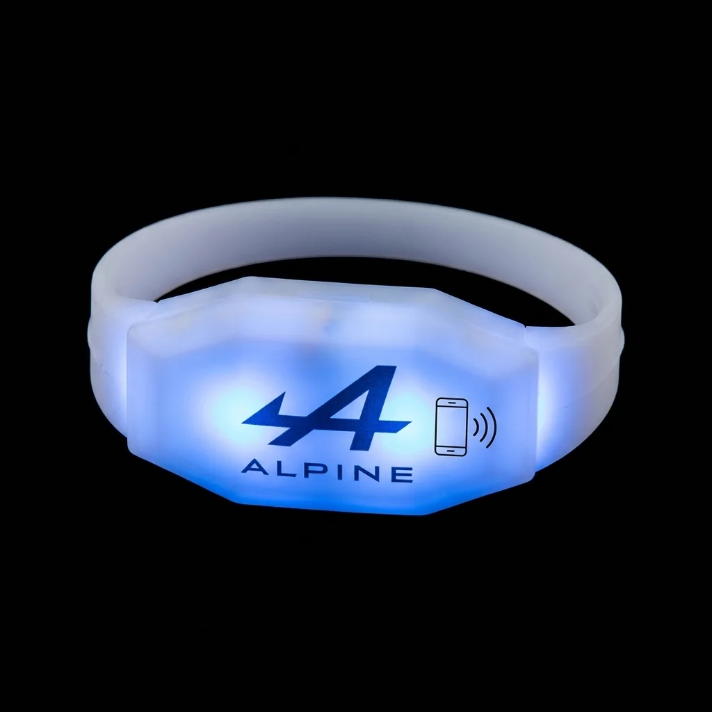 Bracelet LED lumineux avec marquage Alpine et pictogramme NFC